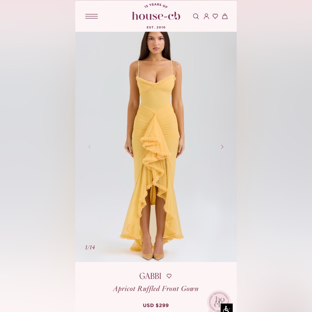 House of CB Gabi Dress - Elegant Yellow Ruched Gown